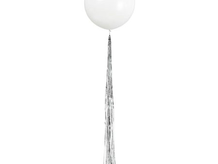 White Latex Balloon with Silver Tassel, 24  Hot on Sale