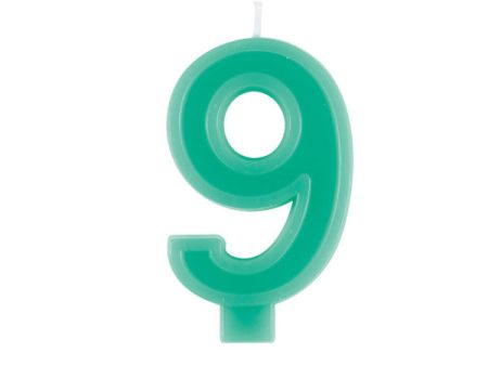 Raised Border Number 9 Birthday Candle For Sale