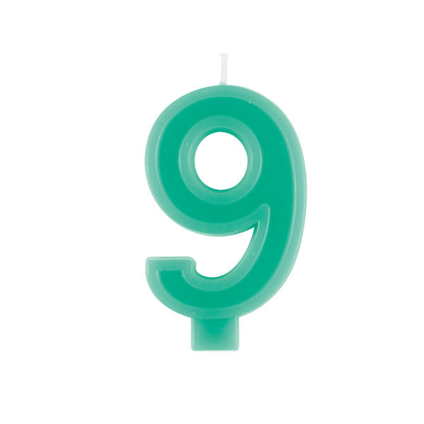 Raised Border Number 9 Birthday Candle For Sale