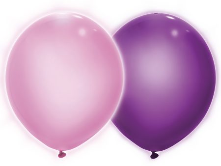 Light Blue, Pink & Purple Assorted Light Up Balloons, 5ct Discount