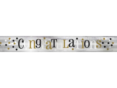 Foil Black, White & Gold Congratulations Banner, 12 ft on Sale